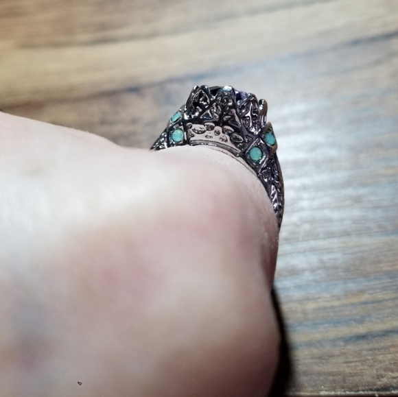 2XHOST PICK. PURPLE & TEAL GREEN GEMSTONE RING IN A .925 STERLING SILVER SETTING - Picture 10 of 14